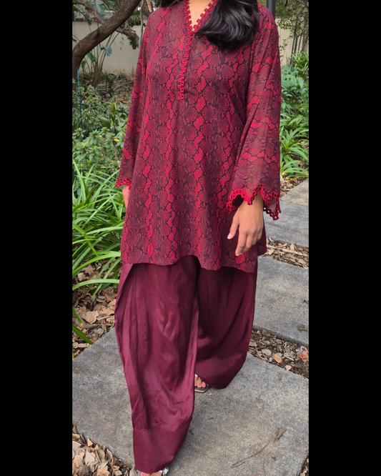 Maroon Farshi Set